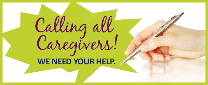 calling all care givers graphic with hand and pen